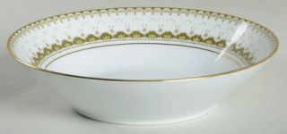Noritake Katrina Coupe Soup Bowl, Fine China Dinnerware   Green, Tan & White Bor