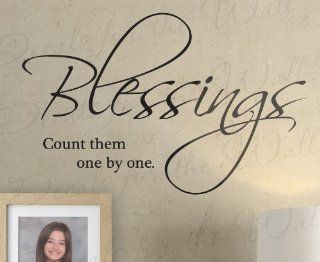 Blessings Count Them By One   Inspirational Home Motivational Inspiring Religious God Bible   Wall Decal Decor, Adhesive Vinyl Quote Design Sticker, Saying Lettering, Art Mural Decoration   Home Decor Product