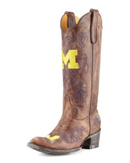 University of Michigan Tall Gameday Boots, Brass   Gameday Boot Company   Brass