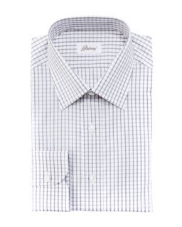 Mens Check Dress Shirt, Gray/White   Brioni   Grey/White (42/16.5L)