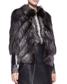 Womens Silver Fox Fur Jacket   J. Mendel   Natural/Black (6)