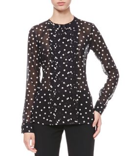Womens Dotted Pleat Front Blouse   RED Valentino   Black (48/10)