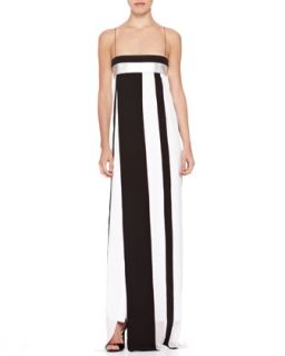 Womens Striped Empire Waist Gown   Narciso Rodriguez   White/Black (44)