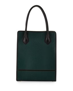 Julia Snakeskin Embossed Leather Tote Bag, Emerald   Gigi New York