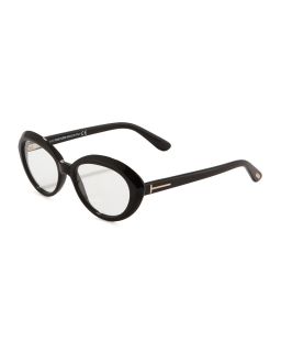 Oval Cat Eye Fashion Glasses, Shiny Black   Tom Ford   Shiny black