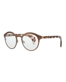 Metal & Tortoise Acetate Fashion Glasses, Brown   Bottega Veneta   Brown
