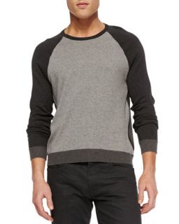 Mens Luke Colorblock Raglan Sweater, Navy/White   Rag & Bone   Grey (SMALL)