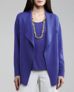 Silk Interlock Cascade Jacket, Womens   Eileen Fisher   Iris (1X (14/16W))