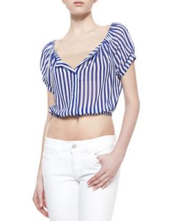 Womens Keola Short Sleeve Striped Crop Top   Joie   Deep lapis (LARGE)
