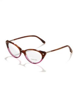 Cat Eye Fashion Glasses, Striped Brown   Tom Ford   Strip bwn/Rse gld