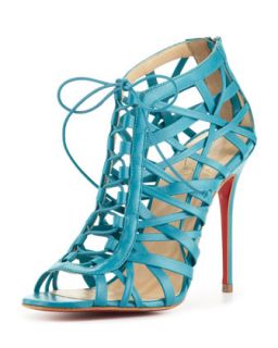 Laurence Lace Up Red Sole Cage Sandal   Christian Louboutin   Riviera (37.0B/7.