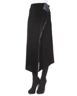Womens Velvet Asymmetric Slit Skirt   Haider Ackermann   Black (34/4)