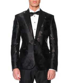 Mens Beverly Hills Camo Jacquard Tuxedo Jacket   Dsquared2   Black (48/38)
