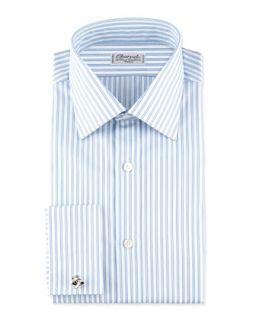 Mens Striped French Cuff Dress Shirt, Blue/White   Charvet   Blue/White (42/16.