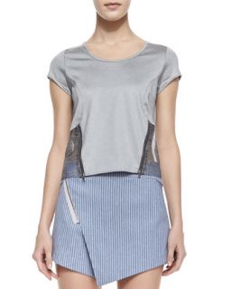 Womens Roe Zip Mesh Front Top   Waverly Grey   Grey/Charcoal (SMALL)