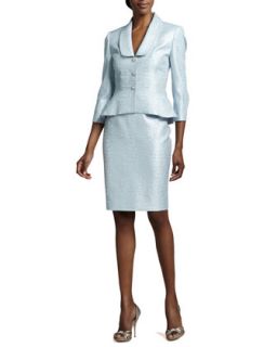 Womens Metallic Jacquard Skirt Suit   Albert Nipon   Ice blue multi (4)