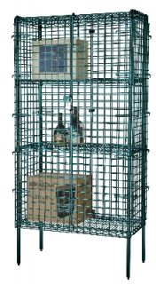 Focus Security Cage Complete Stationary Kit w/ 4 Shelves, 24 X 60 x 63 in, Green