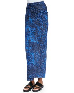 Womens Resid Printed Fitted Wrap Skirt   Helmut Lang   Blue multi (MEDIUM)