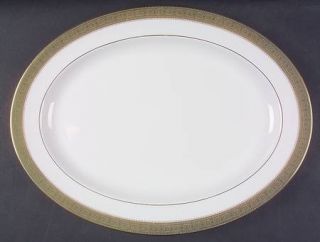 Royal Doulton Belvedere 16 Oval Serving Platter, Fine China Dinnerware   Gold D