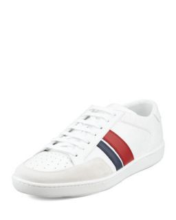 Mens Perforated Two Stripe Sneaker   Saint Laurent   White (42/9D)