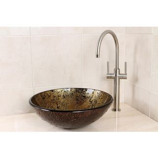 Brown And Black Glass Vessel Bathroom Sink