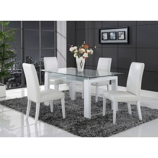 White Solid Wood Glass top Dining Table