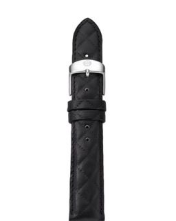 18mm Quilted Leather Watch Strap, Black   MICHELE   Black (18mm )