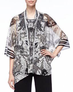 Womens Printed Lightweight Kimono, Black/White   Fuzzi   Multi colors (X LARGE)
