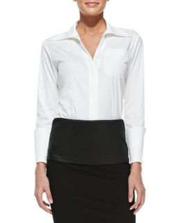 Womens Tailored Menswear Shirt with Long Cuffs   Donna Karan   White (8)