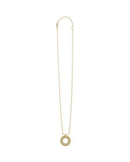 18k Gold Enso Pendant Necklace with Caviar   Lagos   Gold (16 18)