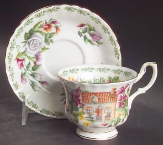 Royal Albert English Country Cottages Footed Cup & Saucer Set, Fine China Dinner