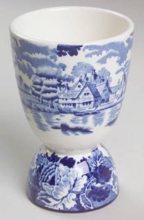 Enoch Wood & Sons English Scenery Blue (Blue Backs,Smooth) Double Egg Cup, Fine