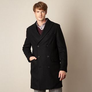 J by Jasper Conran Designer black wool blend double breasted coat