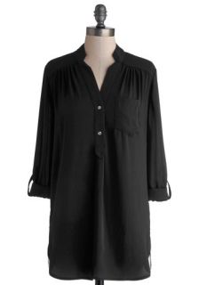 Pam Breeze ly Tunic in Black  Mod Retro Vintage Short Sleeve Shirts