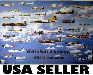 World War 2 aircraft POSTER planes all sides WW II WWII allies and axis aircraft airplane airplanes (poster sent from USA in PVC pipe)  Prints  