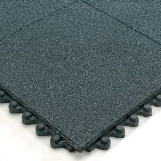 Wearwell 24/Seven Anti Fatigue Mat   Nitrile Rubber   Solid Tile With Gritworks Non Slip Coating   3X3'   Black