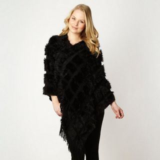 The Collection Black textured squares poncho