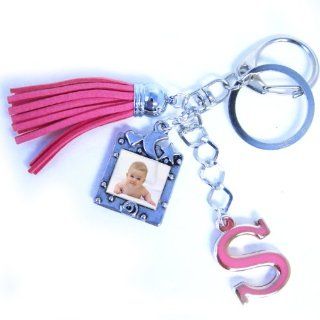 1 Pc Letter "S" Handmade Keychain w Picture Frame Leather Strap   Random Color Will Be Sent