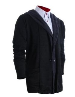 FLATSEVEN Mens Designer Layered Cardigan Hoodied (C202) Black at  Mens Clothing store Blazers And Sports Jackets