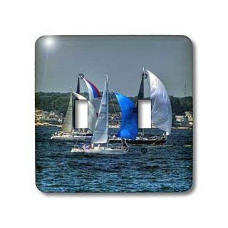 3dRose lsp_98403_2 Several Sailboats Racing, Double Toggle Switch   Switch Plates  