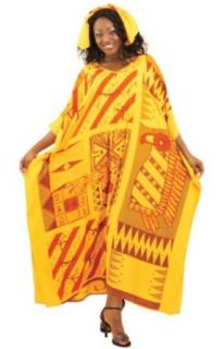 African Cultural Rayon Caftan Kaftan with Matching Headwrap   Available in Several Fashion Colors (Orange) World Apparel Clothing