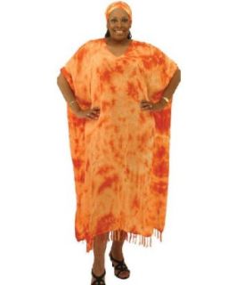 Tie Tye Dye Design Print Caftan Kaftan With Matching Headwrap   Available in Several Colors, Brown Clothing