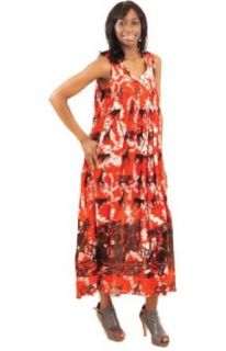 Long Sleeveless Safari Animal Print Rayon Sundress Sun Dress   Available in Several Colors (Red)