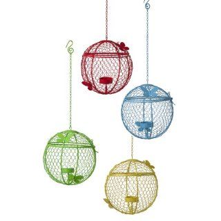 Grasslands Road Garden Shed Metal Sphere Lantern Tealight Holders with Butterfly Embellishments, Blue/Green/Yellow/Red, Set of 4  Tea Light Holders  Patio, Lawn & Garden
