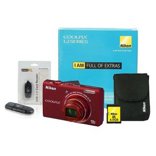 Nikon Nikon S6200 16 megapixels red Coolpix digital camera kit