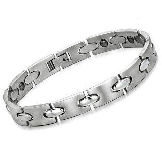 Men's Fashion Stainless Steel Bangle Magnetic Stone Bracelet Chain Hand Link Bracelets Jewelry