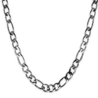 Crucible Stainless Steel Men's Figaro Chain (Steel)   24 inches Chain Necklaces Jewelry