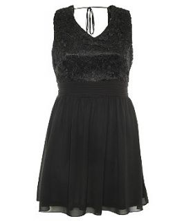 Koko Black Lace Chiffon Zip Dress