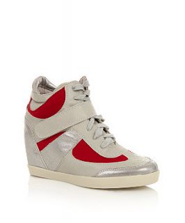 Red and Cream Colour Block Concealed Wedge Hi Tops