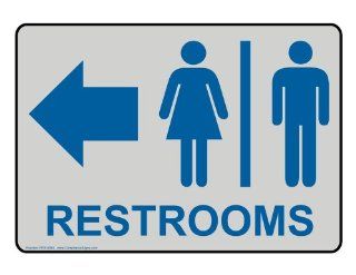 Restrooms Blue on Gray Sign RRE 6984 BLUonPRLGY Restrooms  Business And Store Signs 